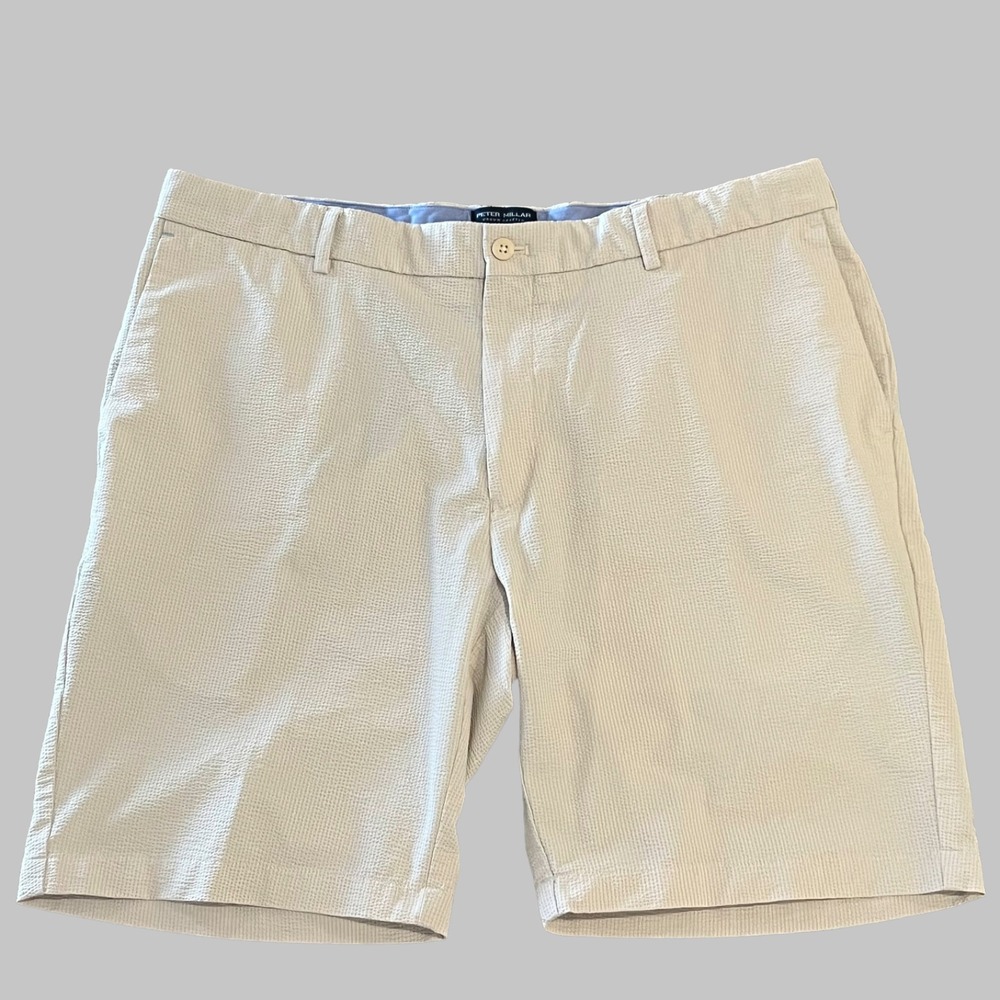 Peter Millar Shorts Mens 38 Ivory 9" Crown Crafted Matlock Seersucker Performanc